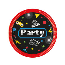 8 Small Gaming Party Paper Plates 20 cm