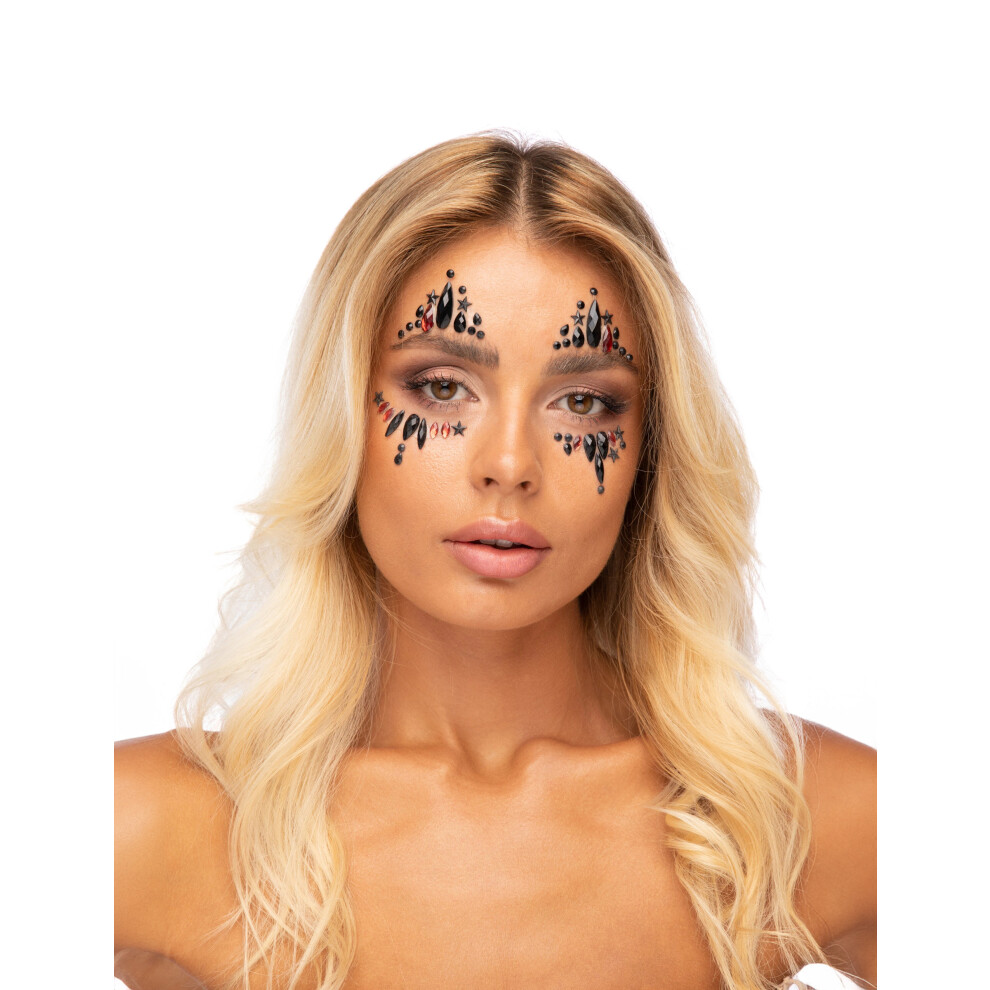 Rubies Evil Harlequin Face Adhesive Rhinestones