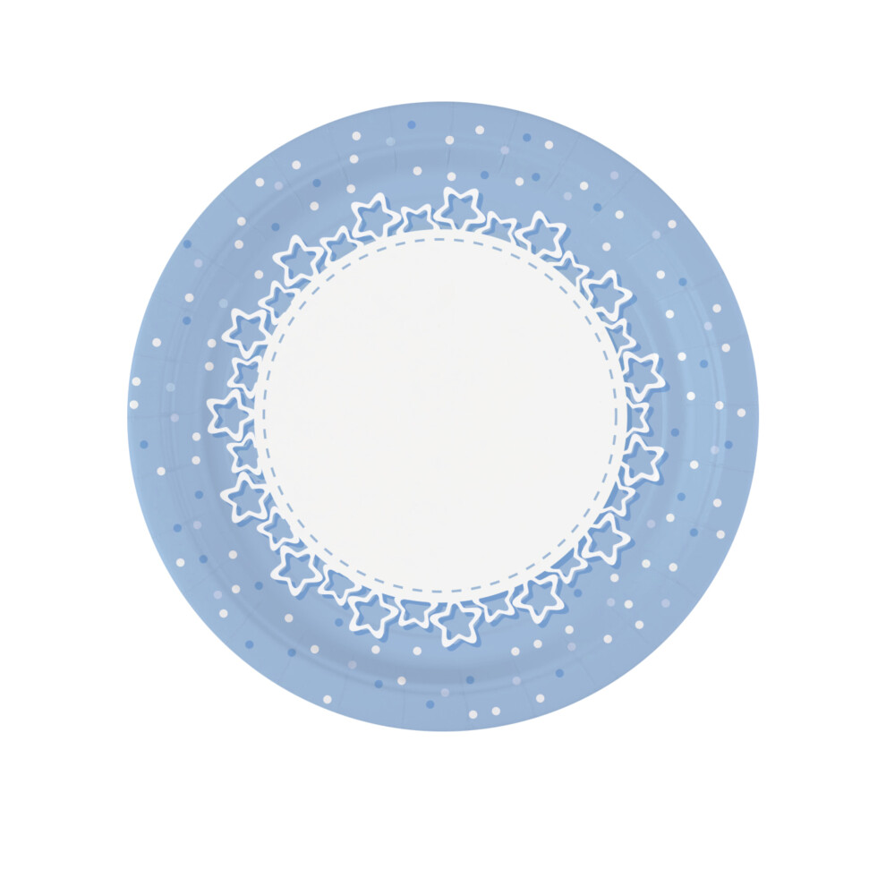 Rubies 8 Star Paper Plates 23 Cm Blue