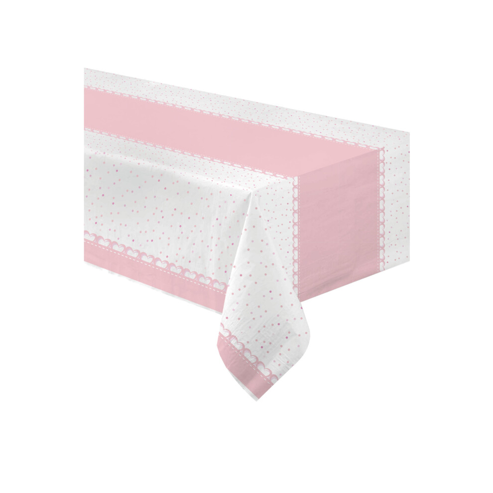 Rubies Pink Hearts Paper Tablecloth 120 X 180 Cm