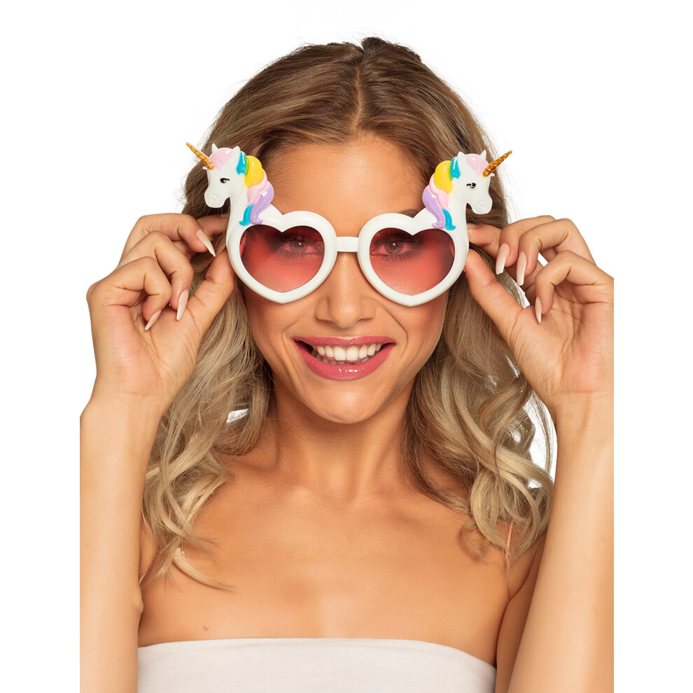 Rubies Heart Glasses With Unicorns For Adults White