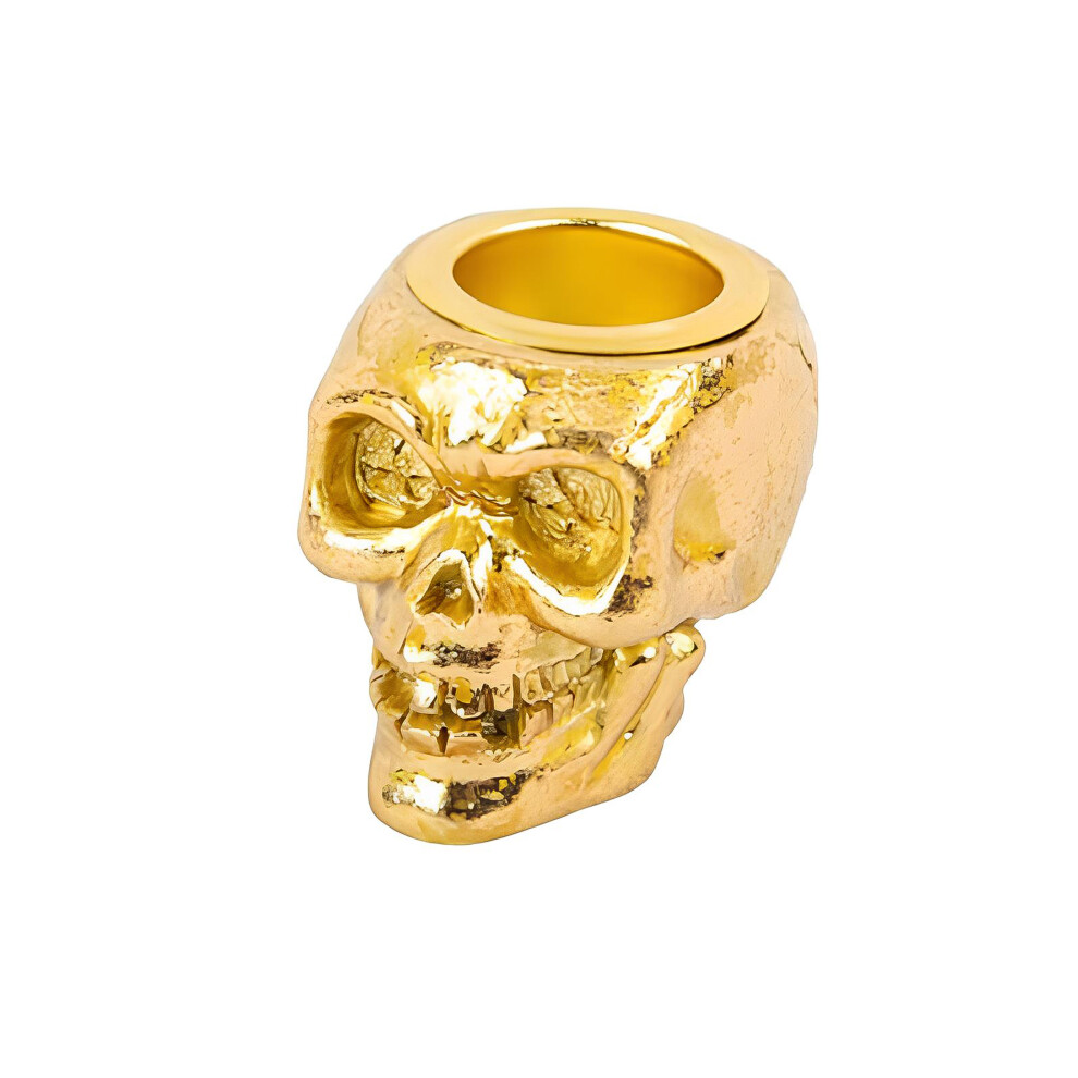 Rubies Skull Candle Holder In Resin 4 X 4 Cm Golden