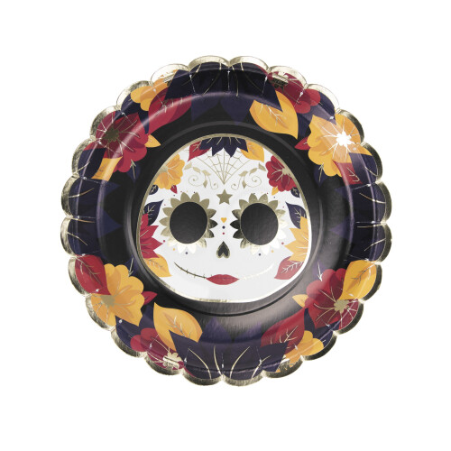 Rubies 8 Dia de los muertos paper plates 23 cm