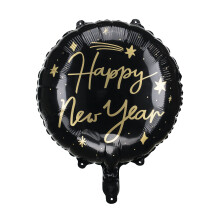 Black and gold foil balloon Happy New Year 45 cm
