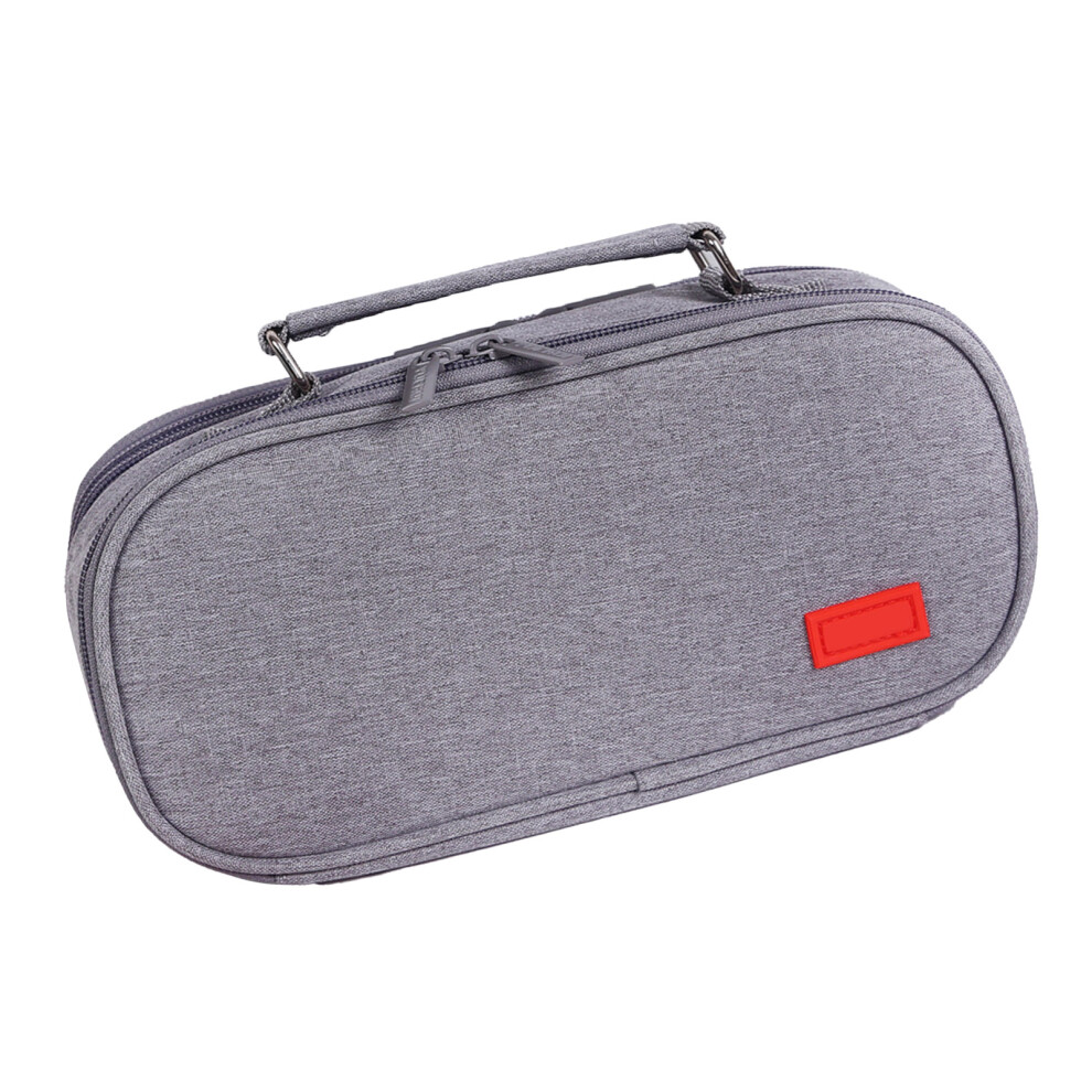Large Canvas Handheld Stationery Bag 24x12x7.5cm Gray Double Zip-image-OPC-PJ9WPGH-NEW