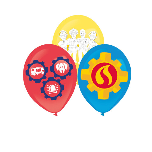 Rubies 6 Fireman Sam Latex Balloons 27.5 cm
