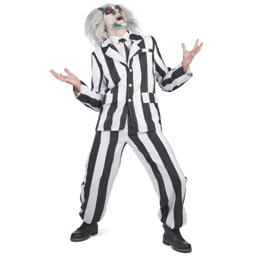Rubies (S (46-48)) Men's Black and White Striped Ghost Costume 2