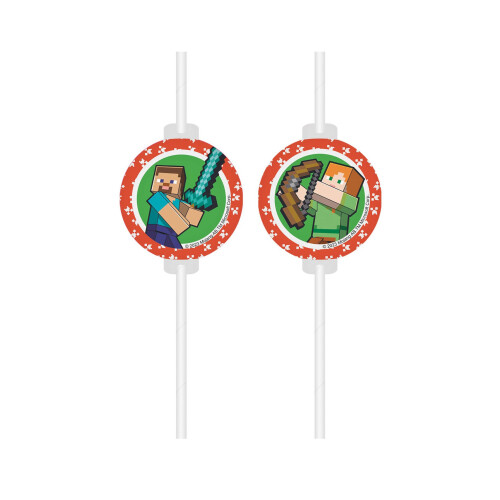Rubies 4 Minecraft Medallion Paper Drinking Straws