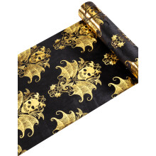 Black velvet and baroque gold skeleton table runner 3 m x 23 cm