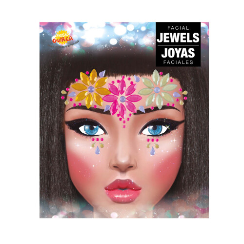 Rubies Colorful flower adhesive face jewels 1