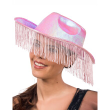 Adult's Pink Iridescent Fringed Cowboy Hat