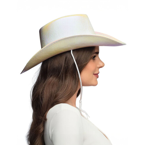 Rubies Adult Iridescent White Hat 1