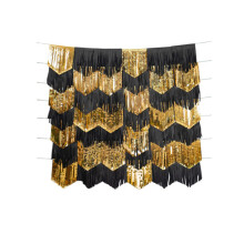 Set of 7 black and gold tassel garlands 2m