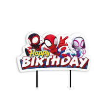 Cake topper Happy Birthday Spidey and his friends 17.5 cm