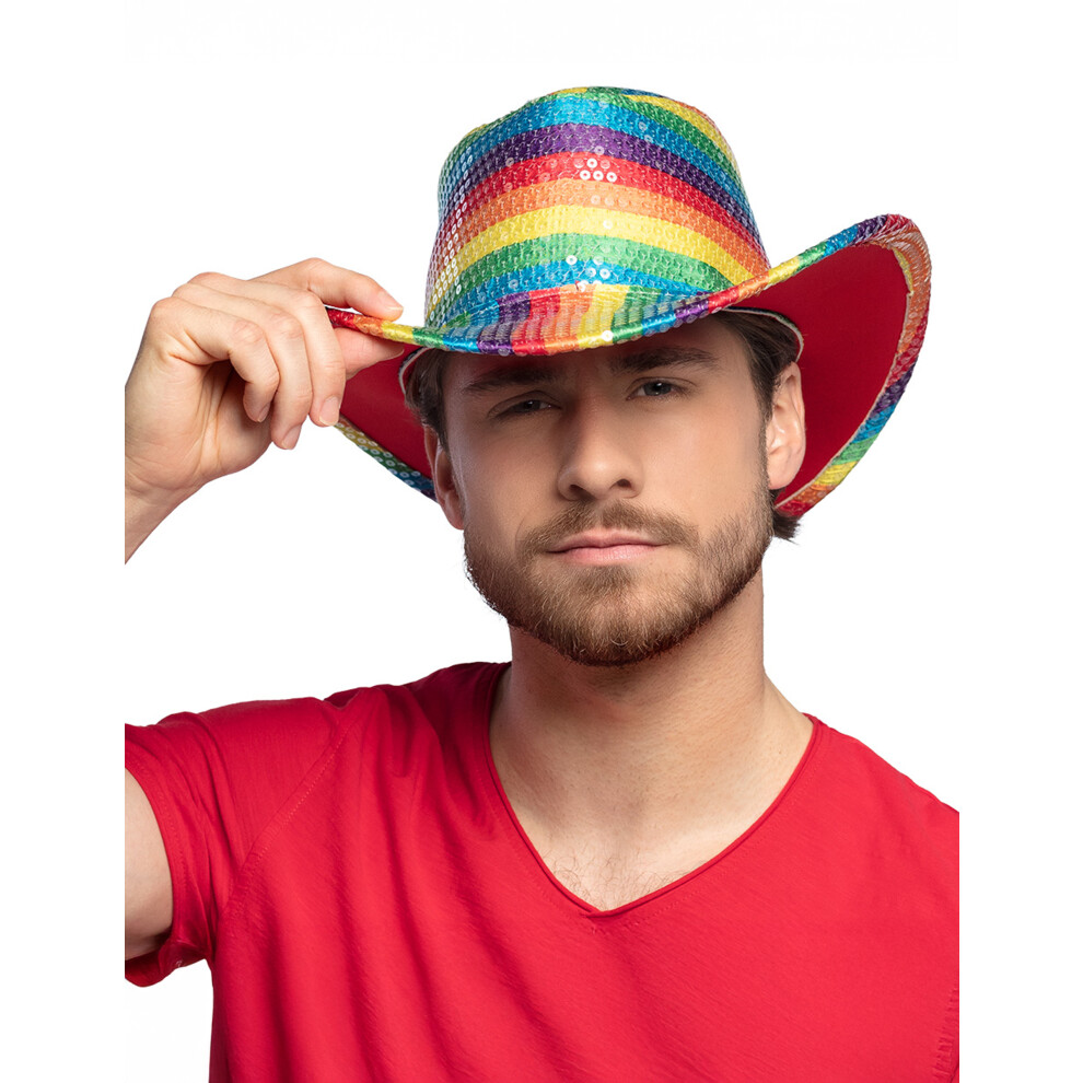 Rubies Adult Rainbow Sequin Cowboy Hat