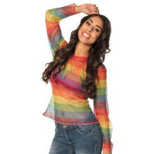 Women's rainbow fishnet top