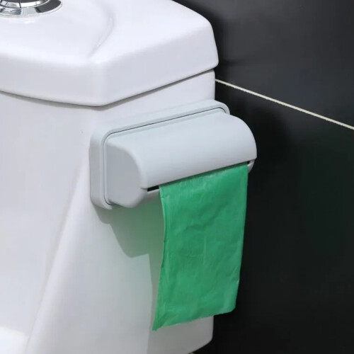 Grey Wall Mount Trash Bag Holder Plastic Garbage Dispenser No Drill for Kitchen