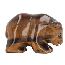 1.5in Statua decorativa in cristallo di orso con occhio di tigre giallo