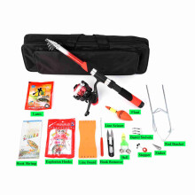 Full Fishing Kit with 2.1m Telescopic Rods Reels Lures & Bag