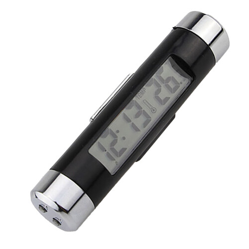 2-in-1 Car Clock & Thermometer with Luminous LED Display, Blue Backlight