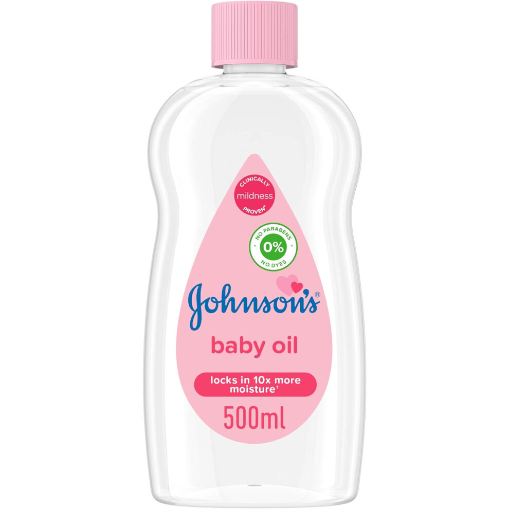 Johnson's Baby Pure & Gentle Moisturising Oil 500ml | Ideal for Massaging | Suitable for Sensitive Skin | Free from Dyes, Parabens, Phthalates
