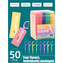 50pcs Colored Dental Floss With Toothpicks Flavored