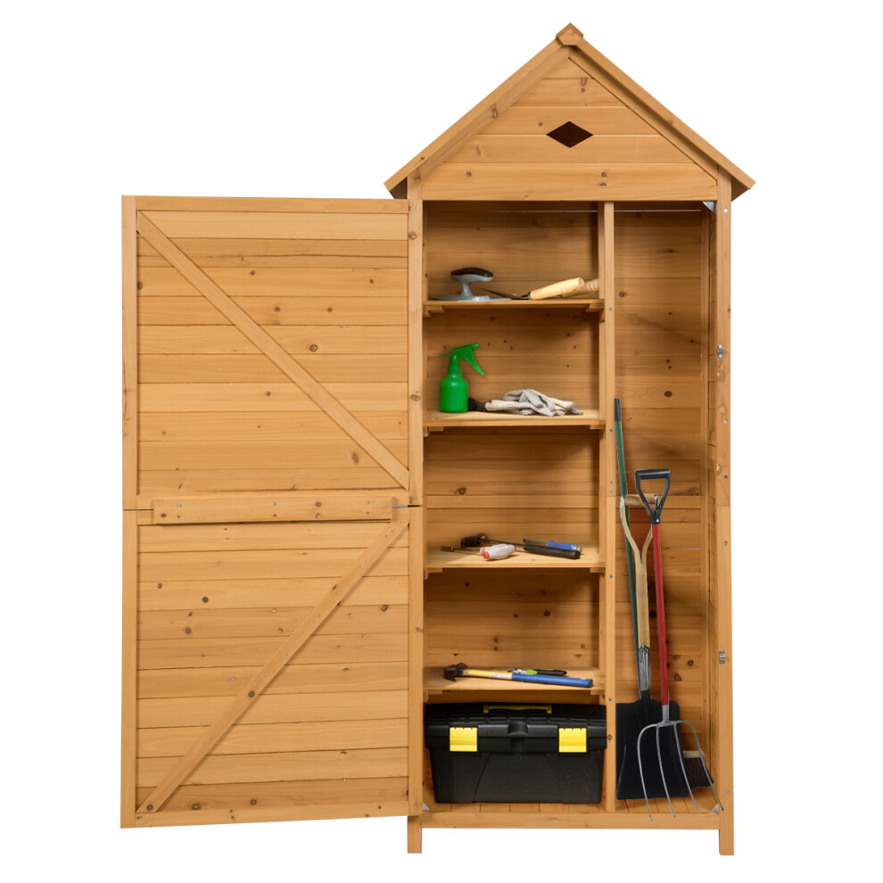 Casart Wooden Garden Tool Shed Outdoor Utility Cabinet Waterproof Asphalt Roof W/ Shelves