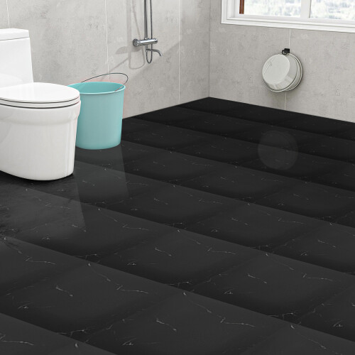 Living And Home 10Pcs Marble Texture Self Adhesive Flooring Tiles 30x30cm, Black 1