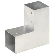 vidaXL Post Connector L Shape Galvanised Metal 81x81mm Wood Beams Shoe Support