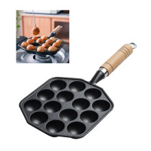 Sartén para Takoyaki de 14 cavidades, hierro fundido negro, 17 cm, 6.1 pulgadas