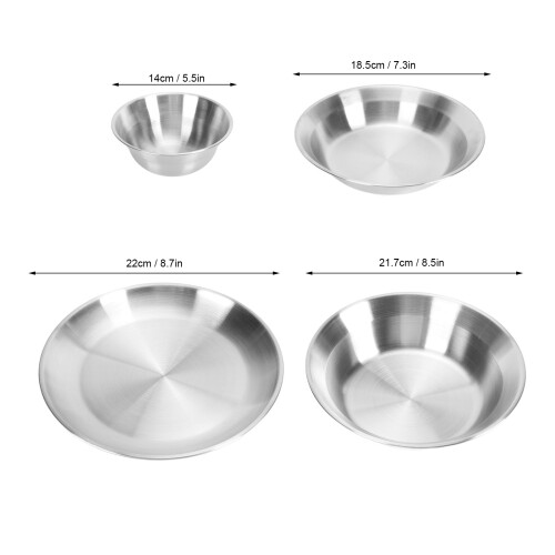 4 Stück Edelstahl-Pizzabackblech-Set – Rundes Servier- und Backblech 1