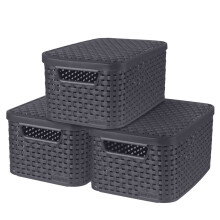 Curver 3x Storage Boxes with Lid Size S 6L Anthracite Home Household Supplies