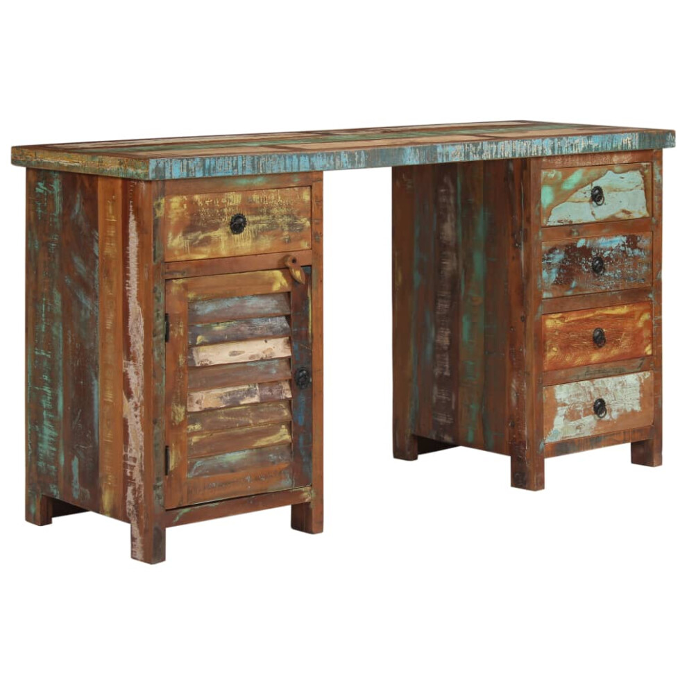 Vidaxl Solid Reclaimed Wood Pedestal Desk 140X50x77cm Home Office Worktable