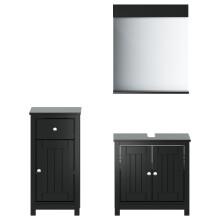 vidaXL Bathroom Furniture Set Sink Cabinet 3 Piece BERG Black Solid Wood Pine