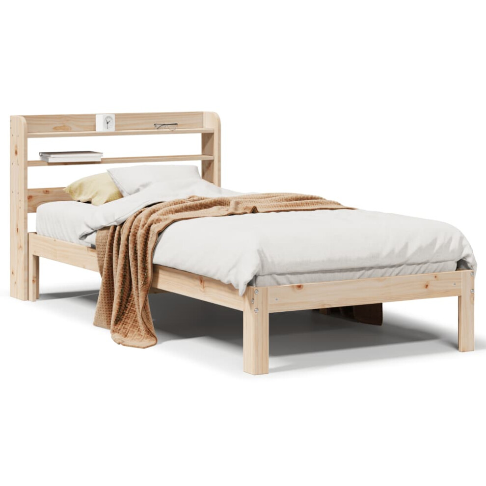 Vidaxl Bed Frame With Headboard Bed Base Bedstead 100X200 Cm Solid Wood Pine