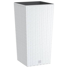 vidaXL Planter Raised Bed with Removable Inner White 11 / 26.5 L PP Rattan