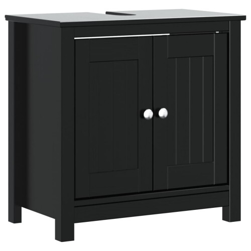 VidaXL vidaXL Bathroom Sink Cabinet Storage Vanity Unit BERG Black Solid Wood Pine 1