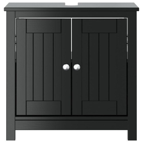 VidaXL vidaXL Bathroom Sink Cabinet Storage Vanity Unit BERG Black Solid Wood Pine 2