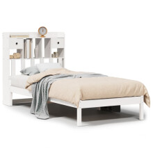 vidaXL Bookcase Bed without Mattress Bed Frame White 90x200 cm Solid Wood Pine
