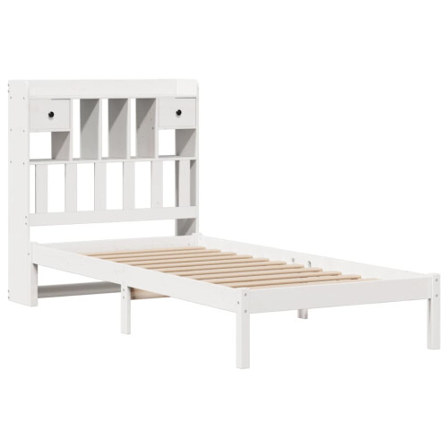 VidaXL vidaXL Bookcase Bed without Mattress Bed Frame White 90x200 cm Solid Wood Pine 2