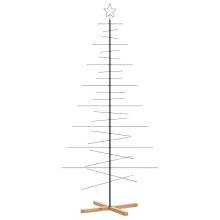 vidaXL Metal Christmas Tree & Wooden Base Outdoor Artificial Xmas Tree Black