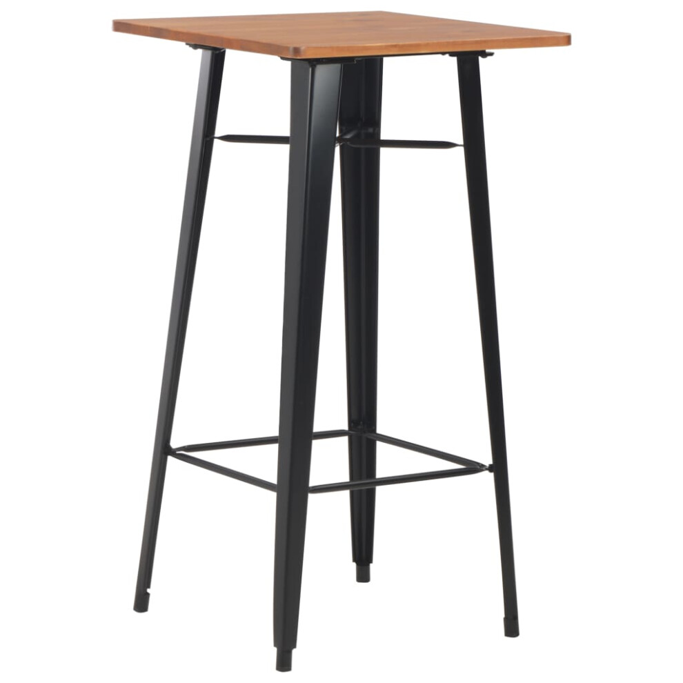 vidaXL 2x Bar Table Black 60cm Solid Pine Wood Steel Kitchen Dining Table