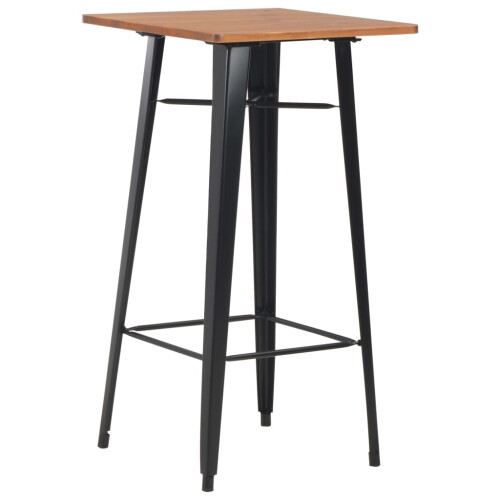 VidaXL vidaXL 3 Piece Bar Set Steel Black Dining Table 2 Stackable Stools Furniture 1