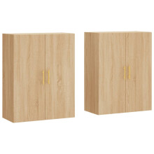 vidaXL Wall Mounted Cabinets Bathroom Cupboard Side Cabinet 2 pcs Sonoma Oak