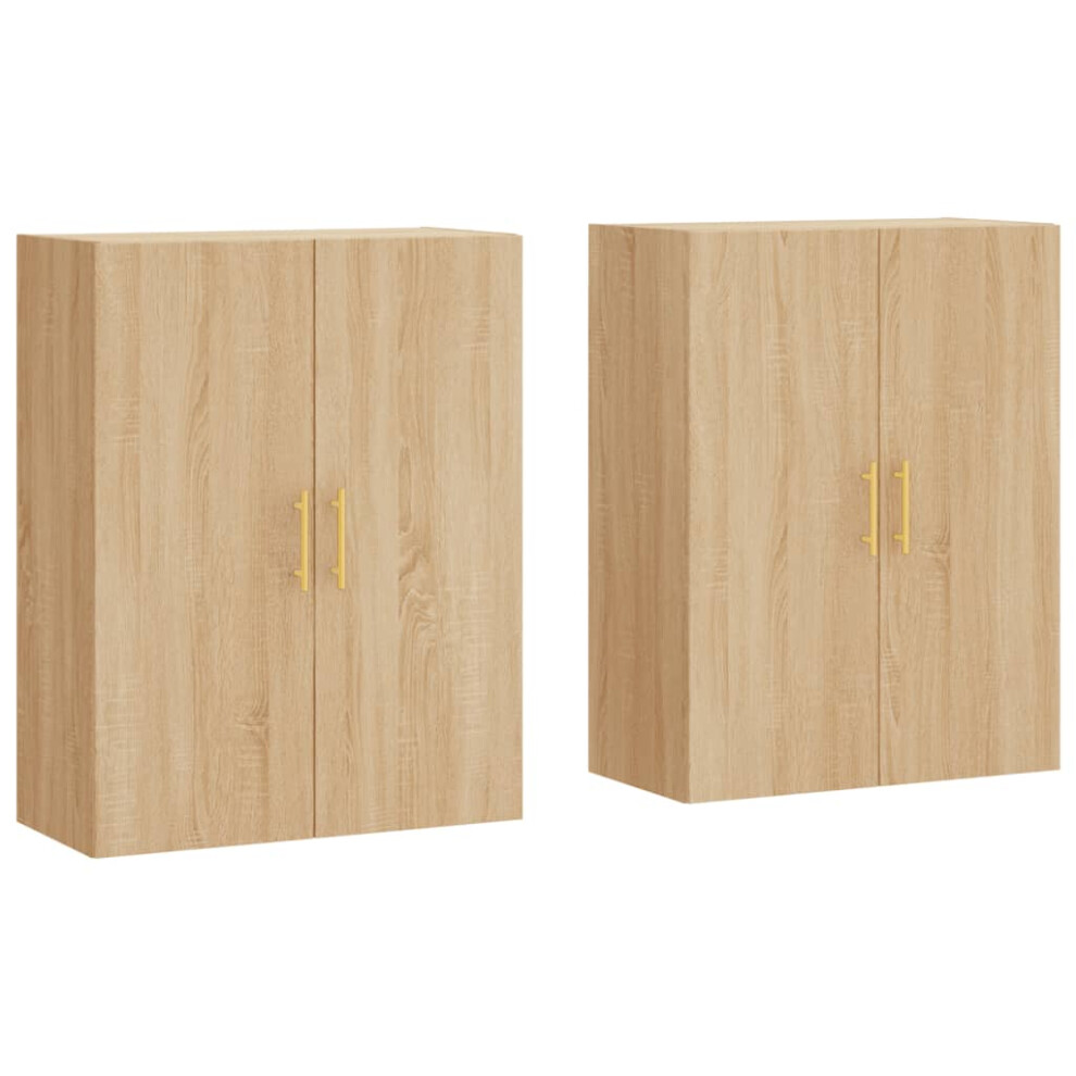 Vidaxl Wall Mounted Cabinets Bathroom Cupboard Side Cabinet 2 Pcs Sonoma Oak