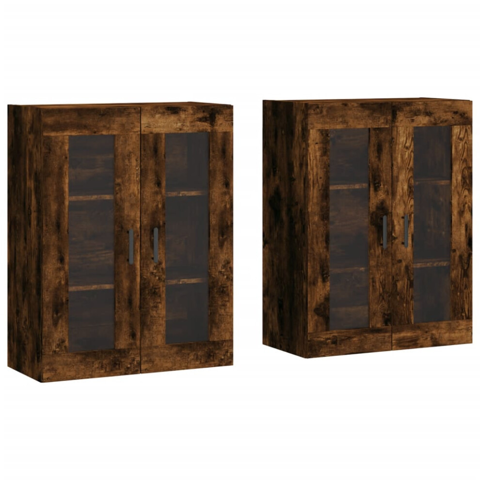 Vidaxl Wall Mounted Cabinets Storage Cupboard2 Pcs Smoked Oak Engineered Wood