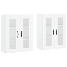vidaXL Wall Mounted Cabinets Side Cabinet Cupboard 2 pcs White Engineered Wood