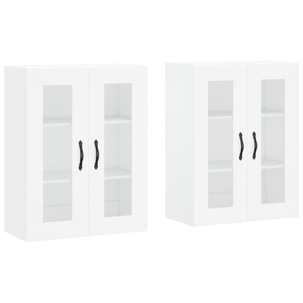 vidaXL Wall Mounted Cabinets Side Cabinet Cupboard 2 pcs White Engineered Wood