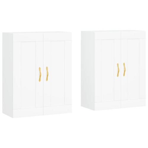 VidaXL vidaXL Wall Mounted Cabinets Side Cabinet Cupboard 2 pcs White Engineered Wood 1