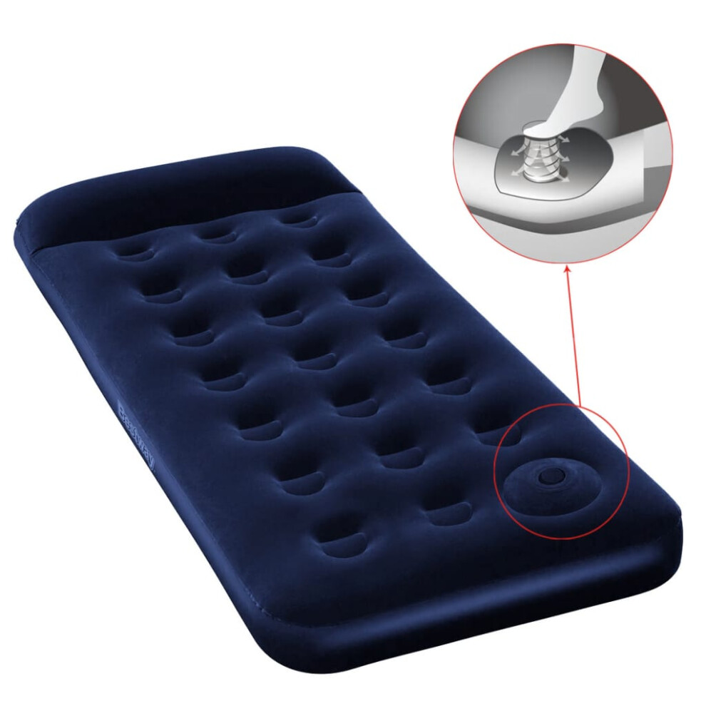 Bestway Inflatable Flocked Airbed Camping Air Mattress With Built-In Foot Pump